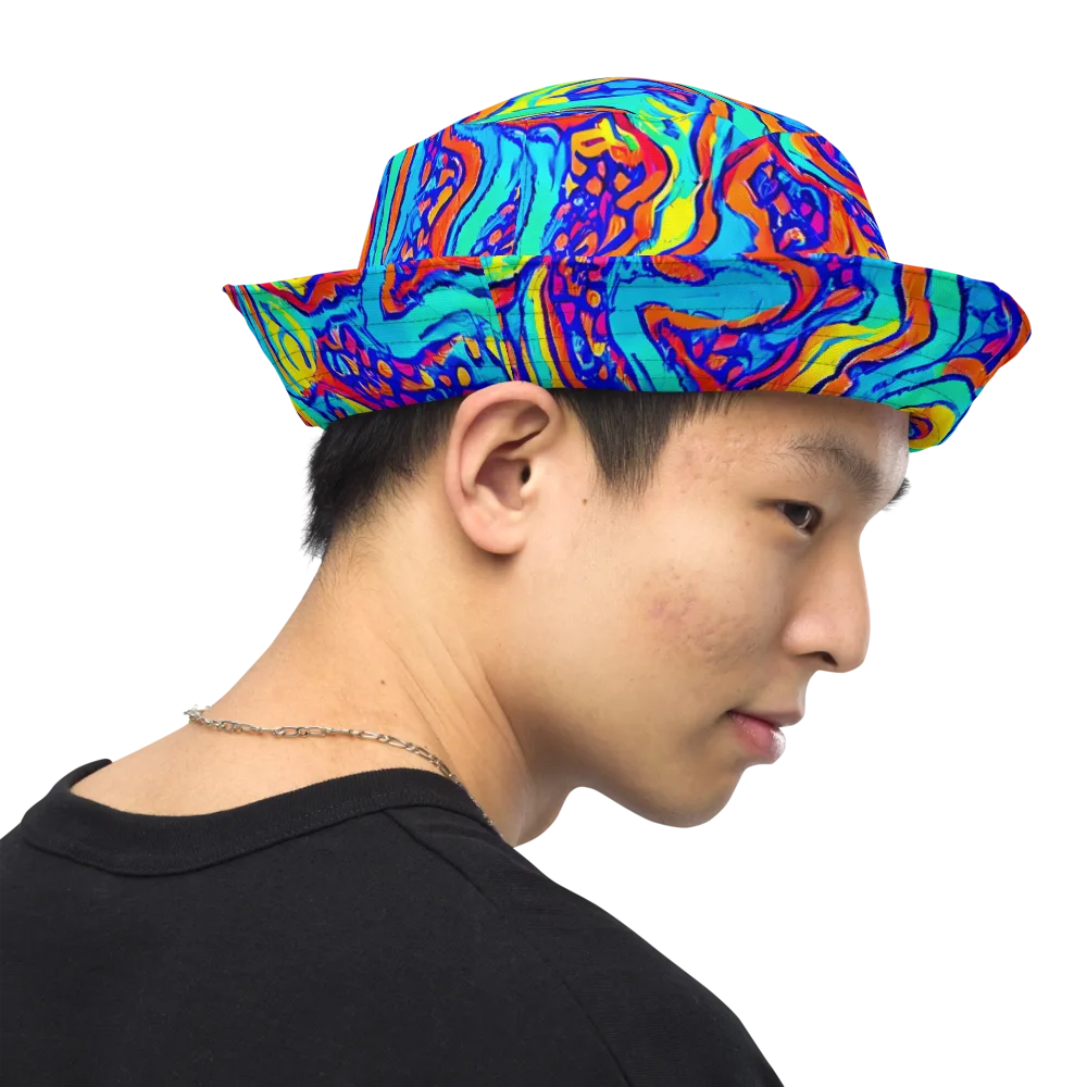Tangerine Tempest on Reversible Bucket Hat — Right Outside