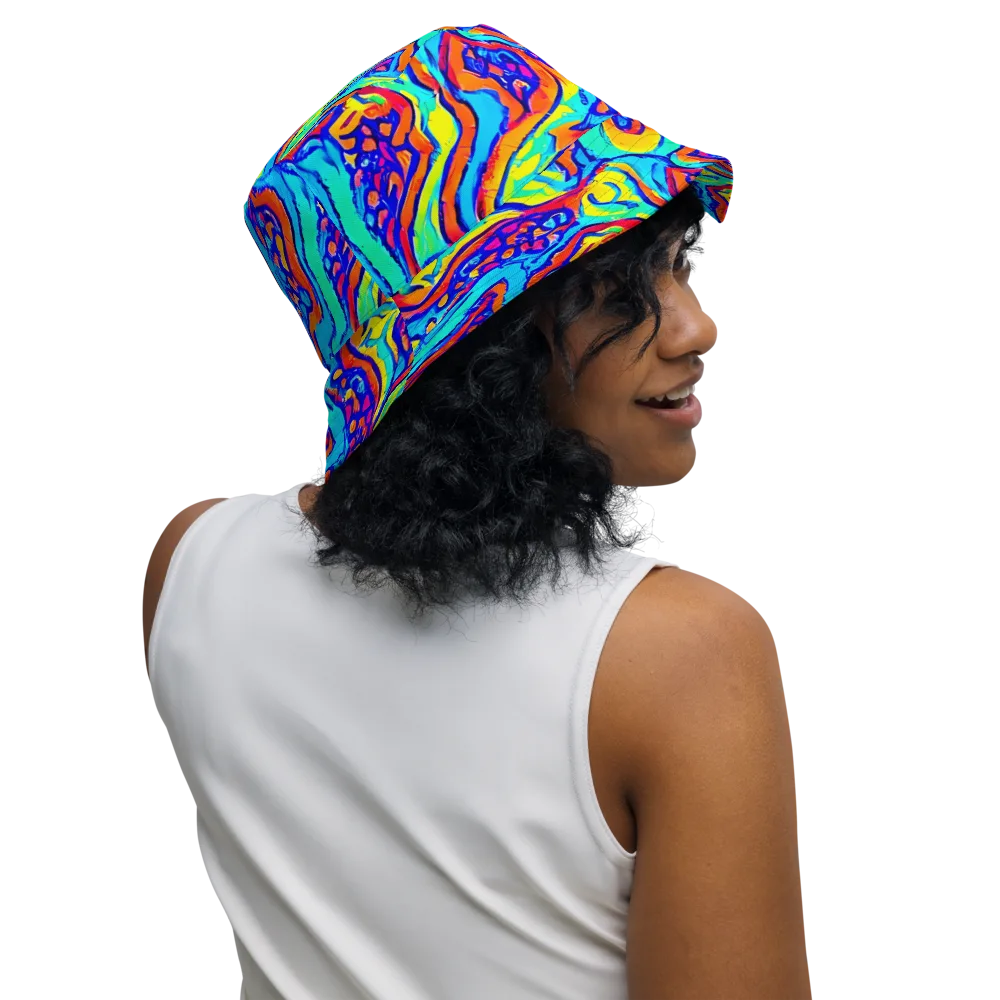 Tangerine Tempest on Reversible Bucket Hat — Right Outside