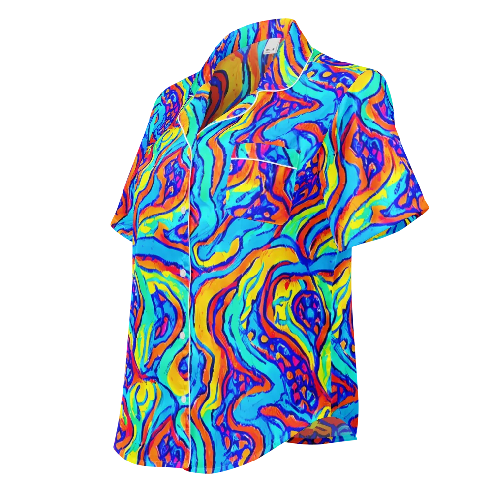Tangerine Tempest on Women's Short Sleeve Pajama Top — Left Front
