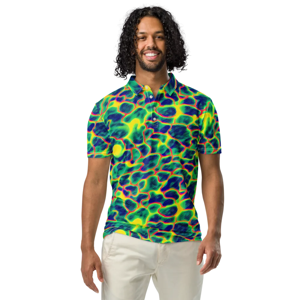 Luminous Mosaic on Men's Slim Fit Polo Shirt — Front