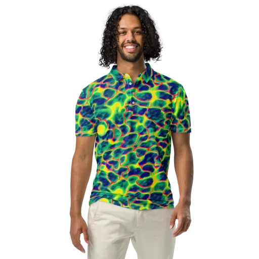 Luminous Mosaic on a Men's Slim Fit Polo Shirt