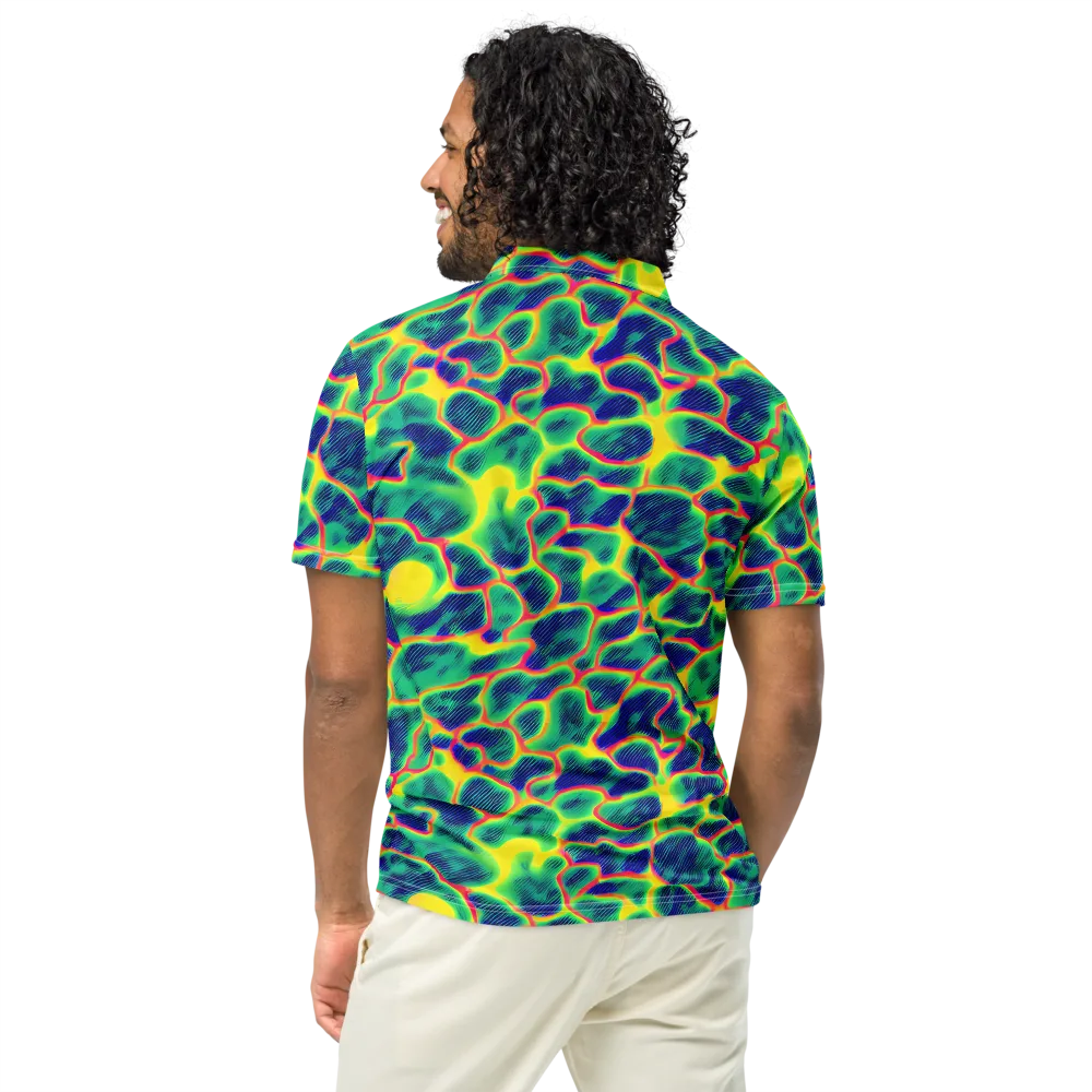 Luminous Mosaic on Men's Slim Fit Polo Shirt — Back