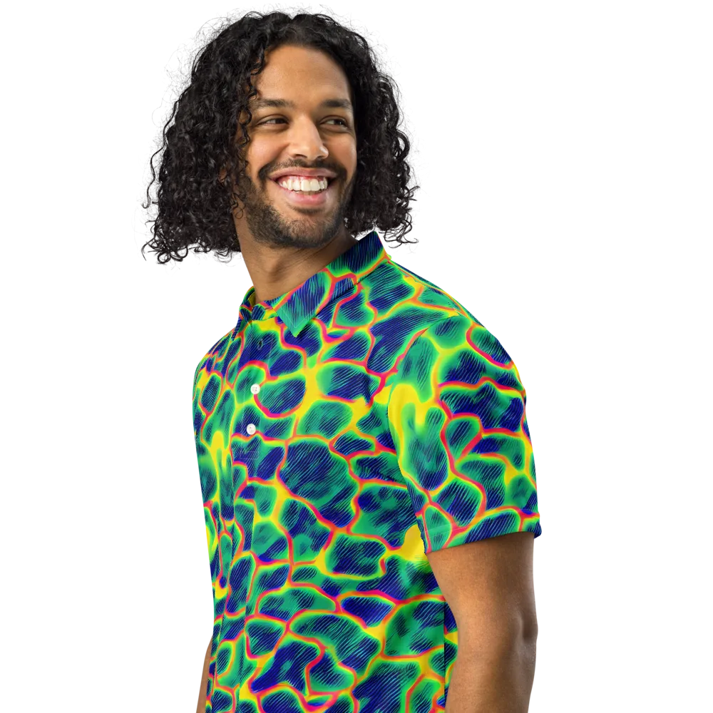 Luminous Mosaic on Men's Slim Fit Polo Shirt — Left Front