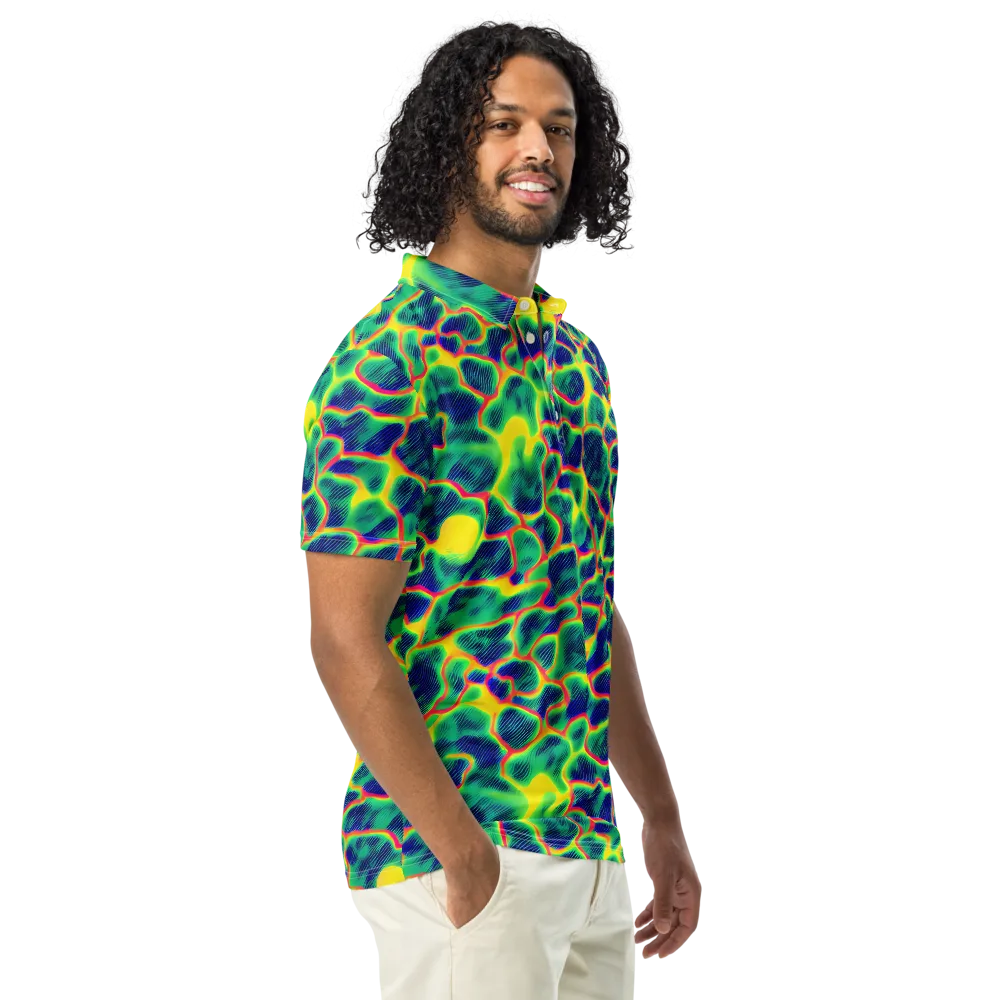 Luminous Mosaic on Men's Slim Fit Polo Shirt — Right Front