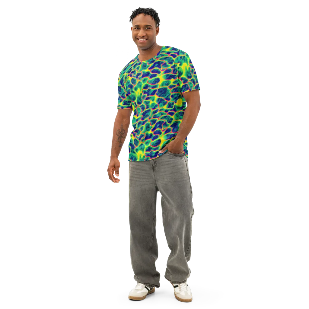 Luminous Mosaic on Men's Cotton Crew Neck T-Shirt — Front