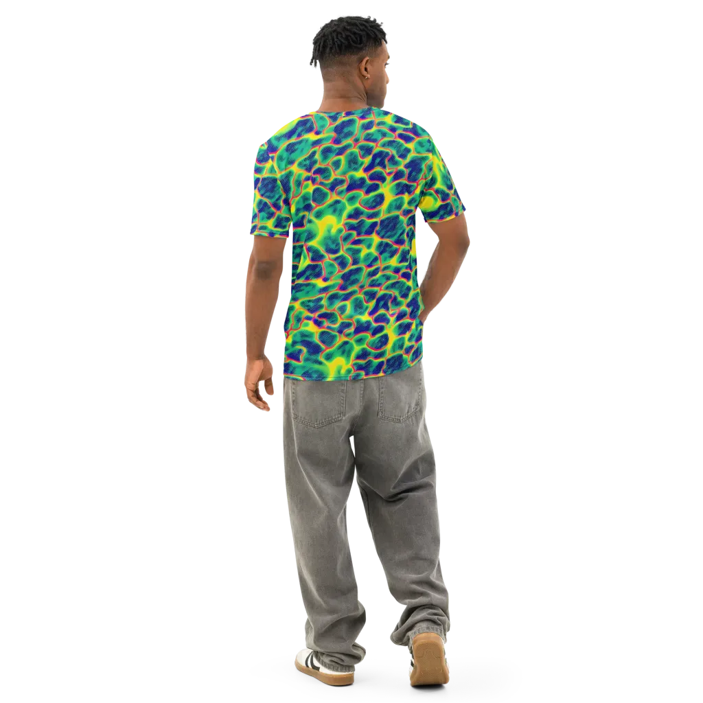 Luminous Mosaic on Men's Cotton Crew Neck T-Shirt — Back