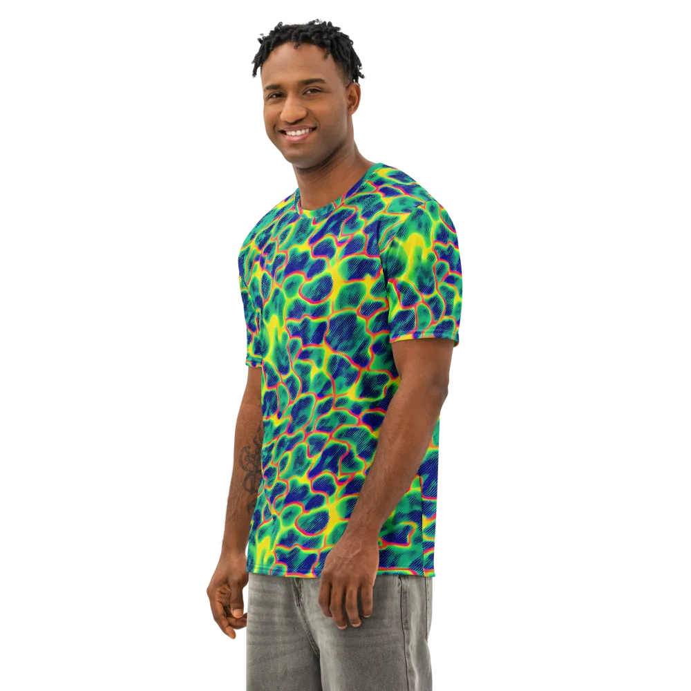 Luminous Mosaic on Men's Cotton Crew Neck T-Shirt — Left Front