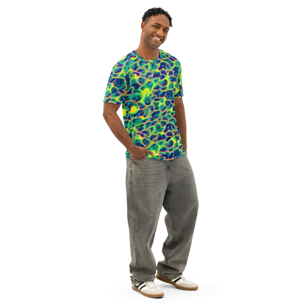 Luminous Mosaic on Men's Cotton Crew Neck T-Shirt — Right Front
