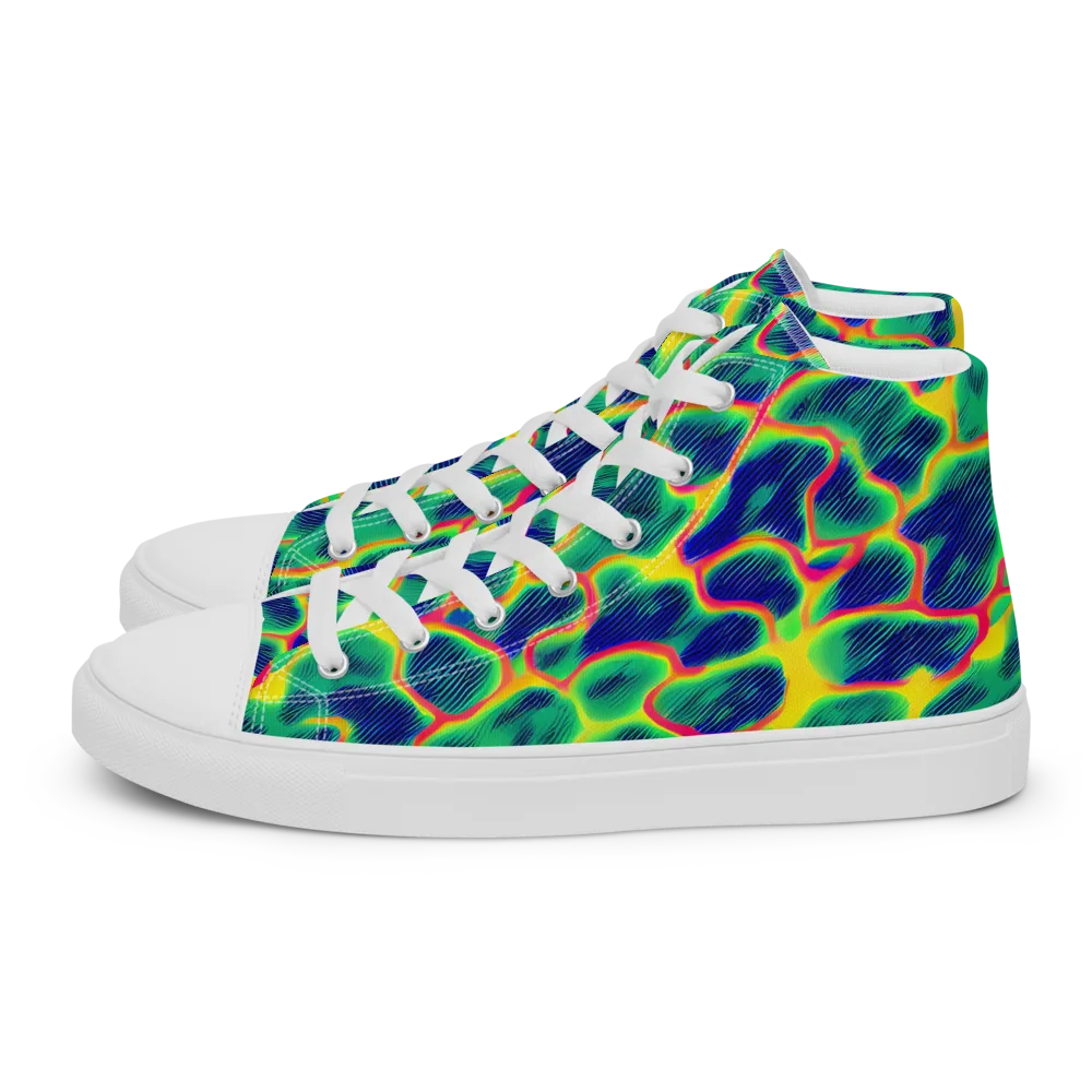 Luminous Mosaic on Men's High Top Canvas Shoes — Left