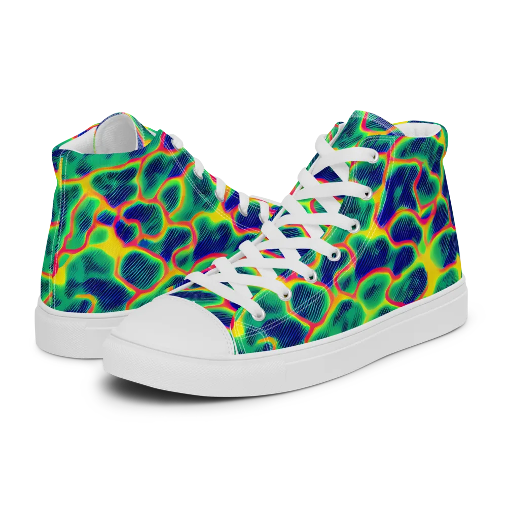 Luminous Mosaic on Men's High Top Canvas Shoes — Left