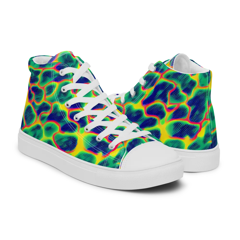 Luminous Mosaic on Men's High Top Canvas Shoes — Right