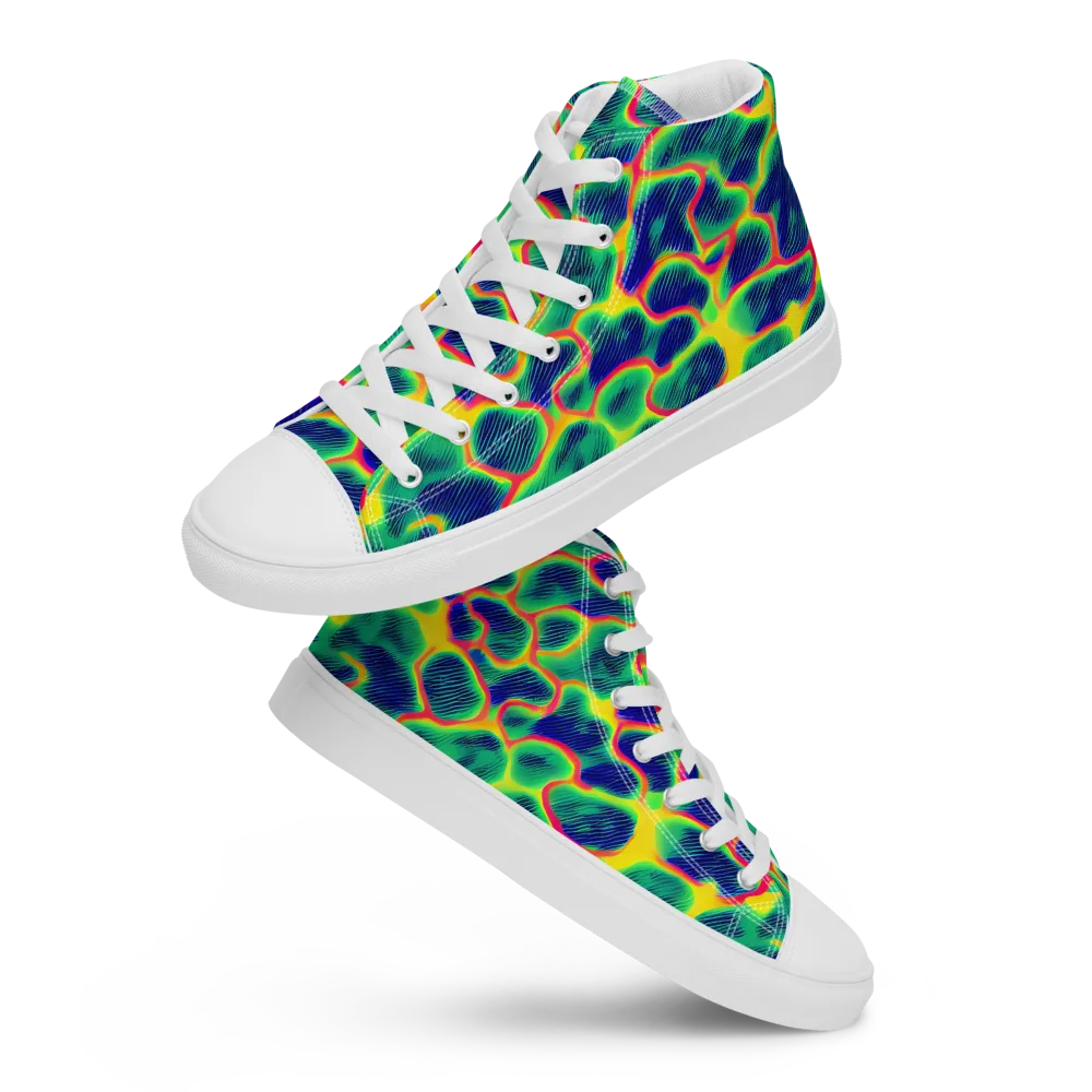 Luminous Mosaic on Men's High Top Canvas Shoes — Front