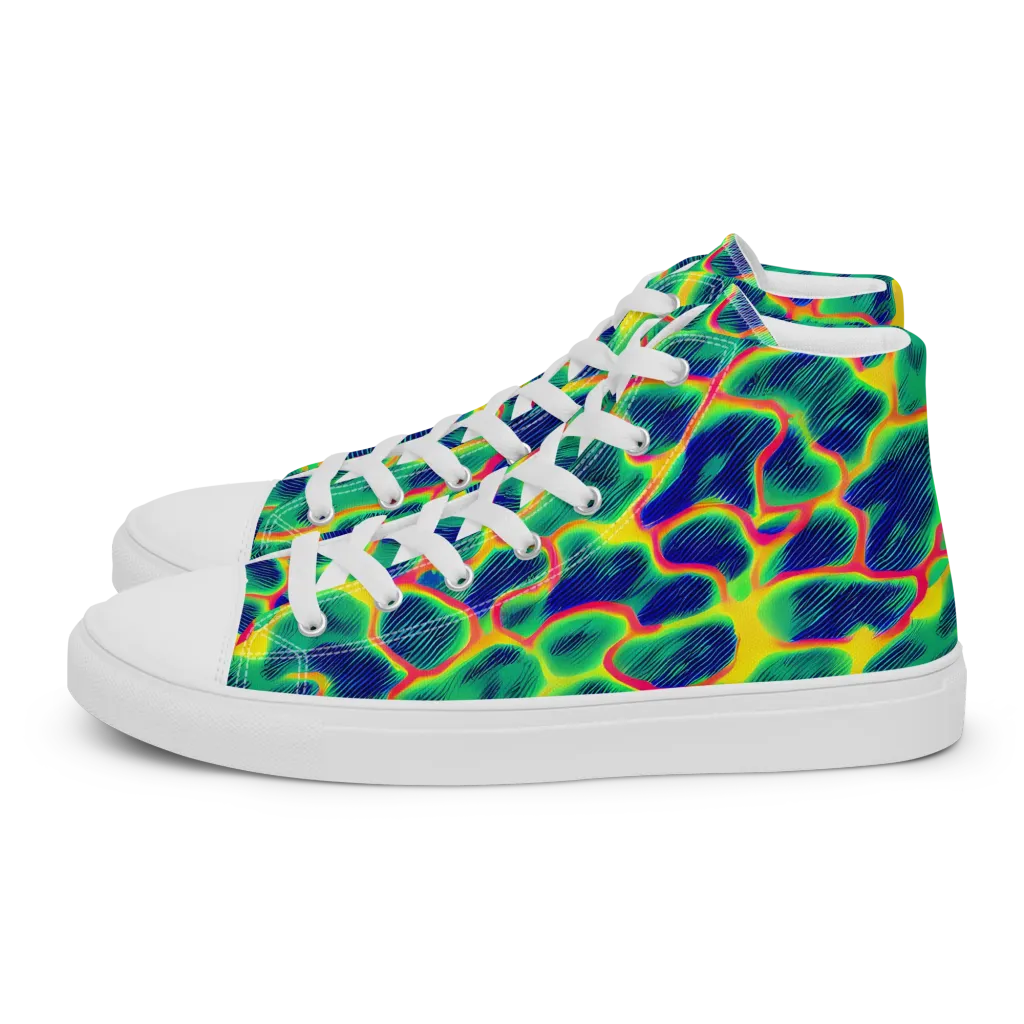 Luminous Mosaic on Women's High Top Canvas Shoes — Left
