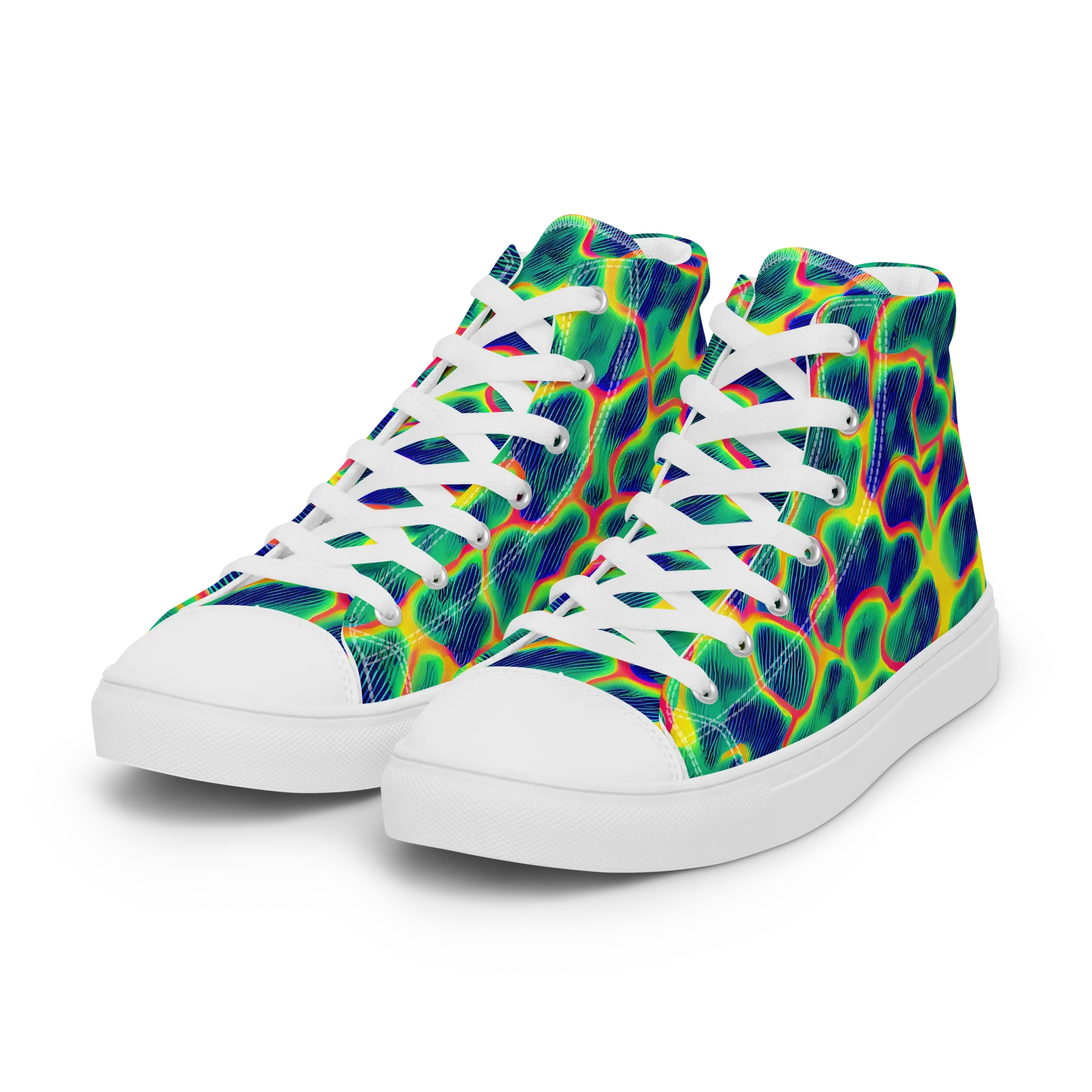 Luminous Mosaic on Women's High Top Canvas Shoes — Left Front