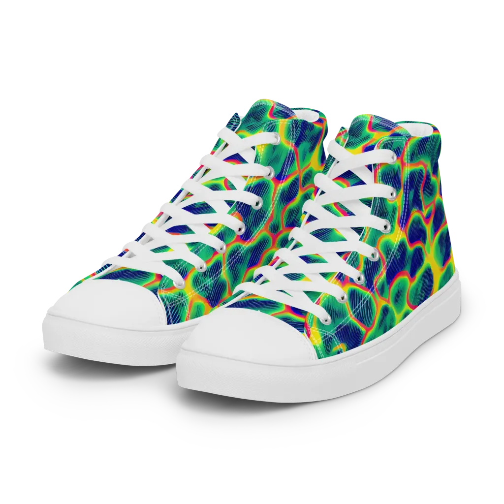 Luminous Mosaic on Women's High Top Canvas Shoes — Left Front