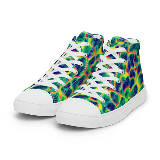 Luminous Mosaic on a Women's High Top Canvas Shoes