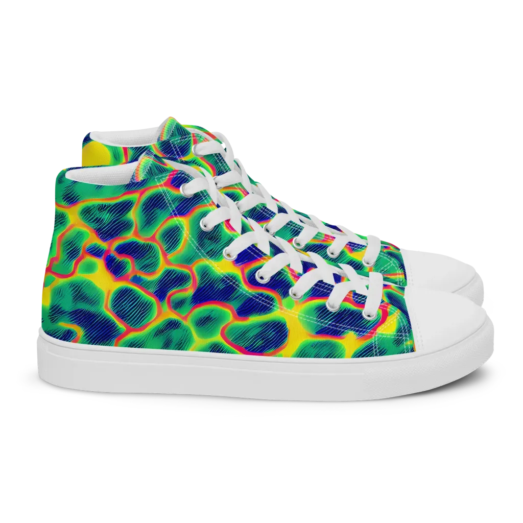 Luminous Mosaic on Women's High Top Canvas Shoes — Right