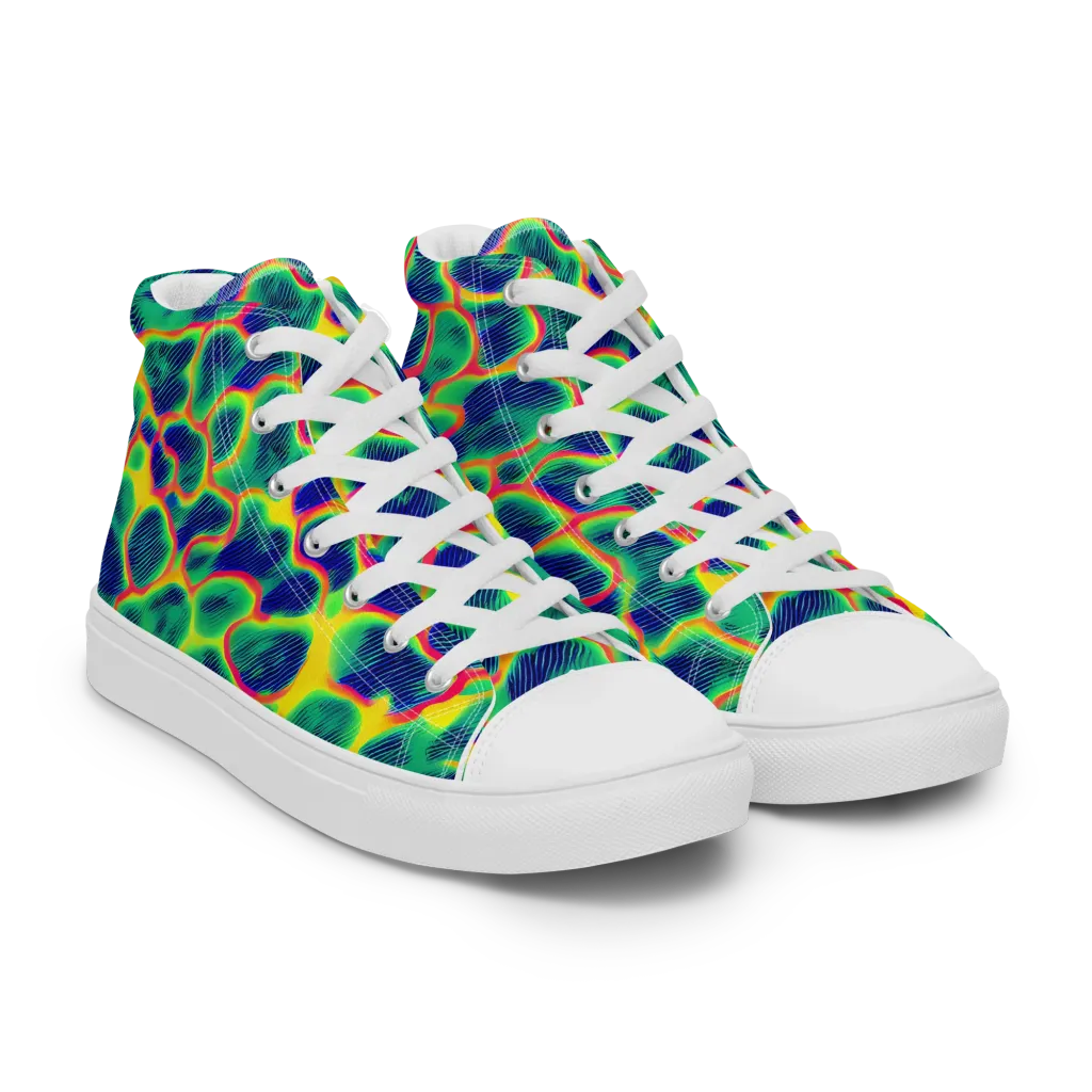 Luminous Mosaic on Women's High Top Canvas Shoes — Right Front