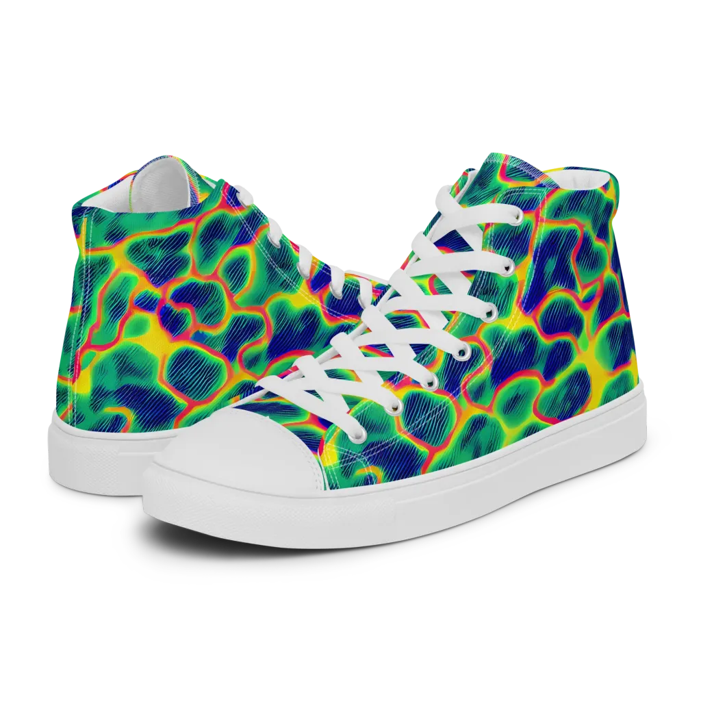 Luminous Mosaic on Women's High Top Canvas Shoes — Left