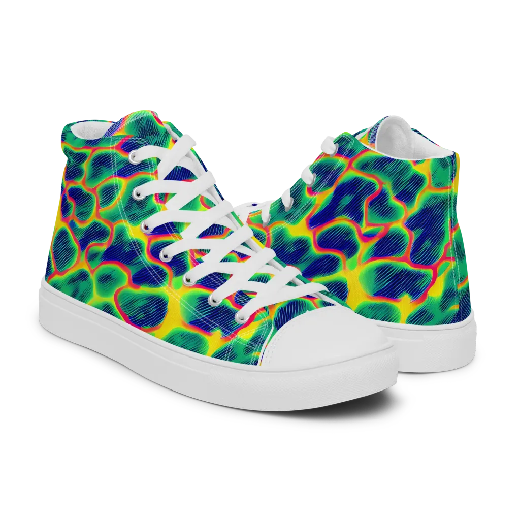 Luminous Mosaic on Women's High Top Canvas Shoes — Right