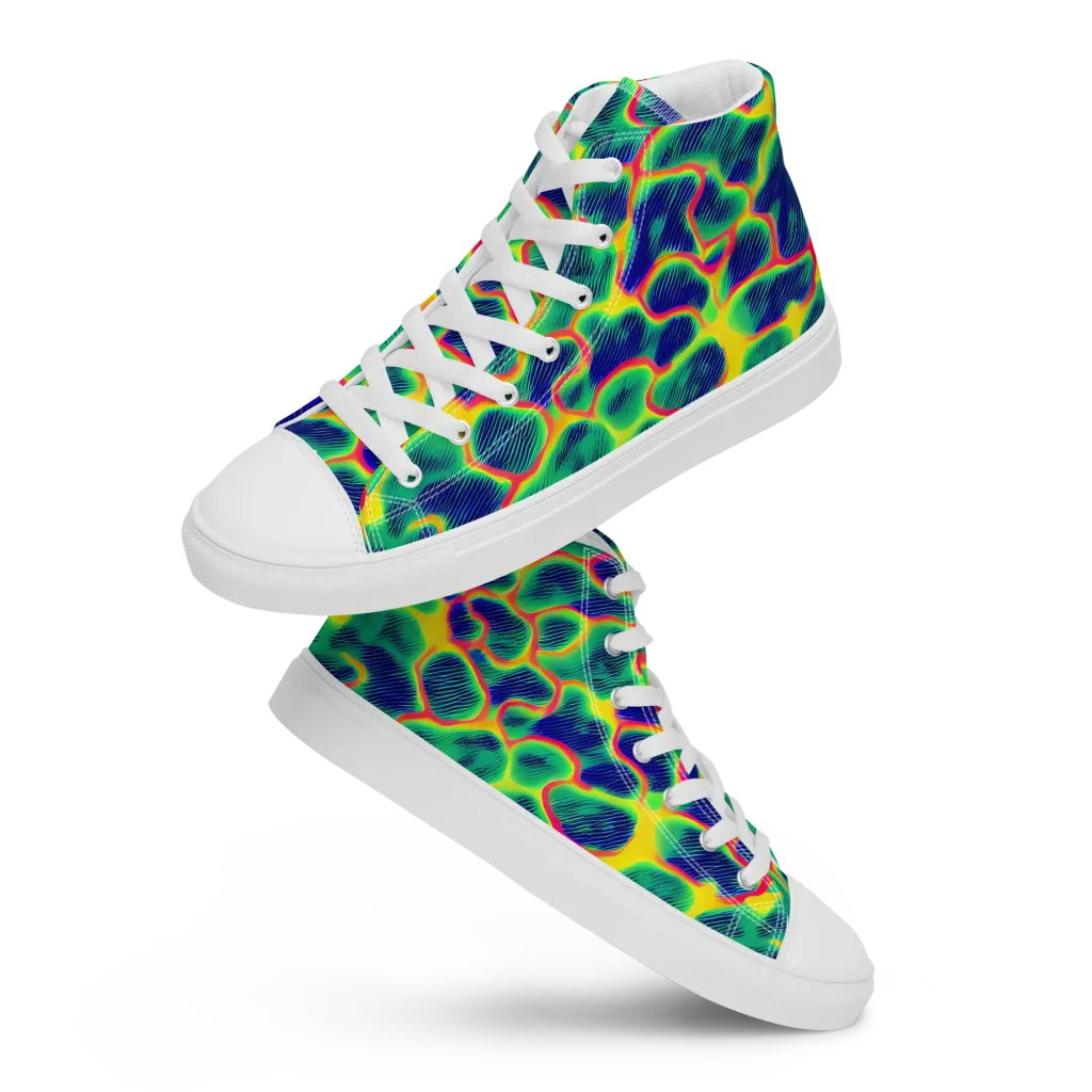 Luminous Mosaic on Women's High Top Canvas Shoes — Front