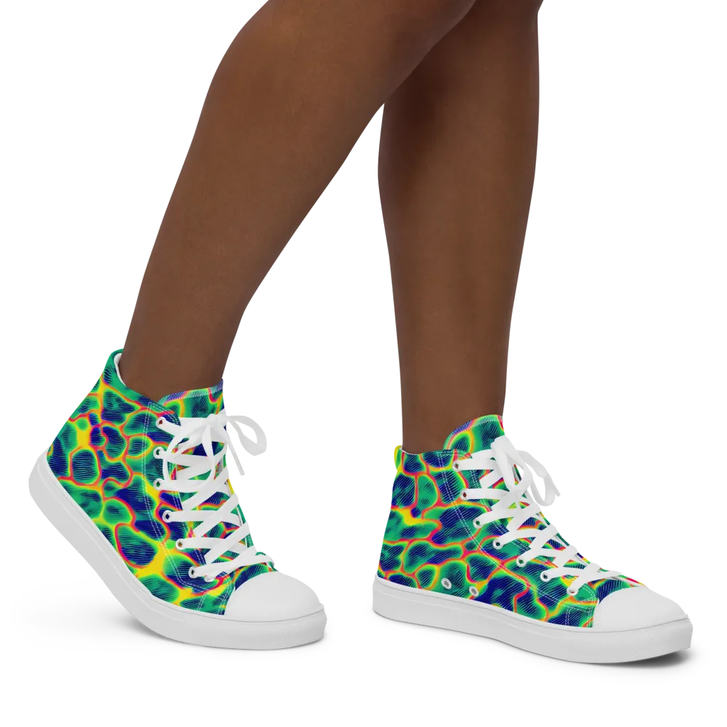 Luminous Mosaic on Women's High Top Canvas Shoes — Right