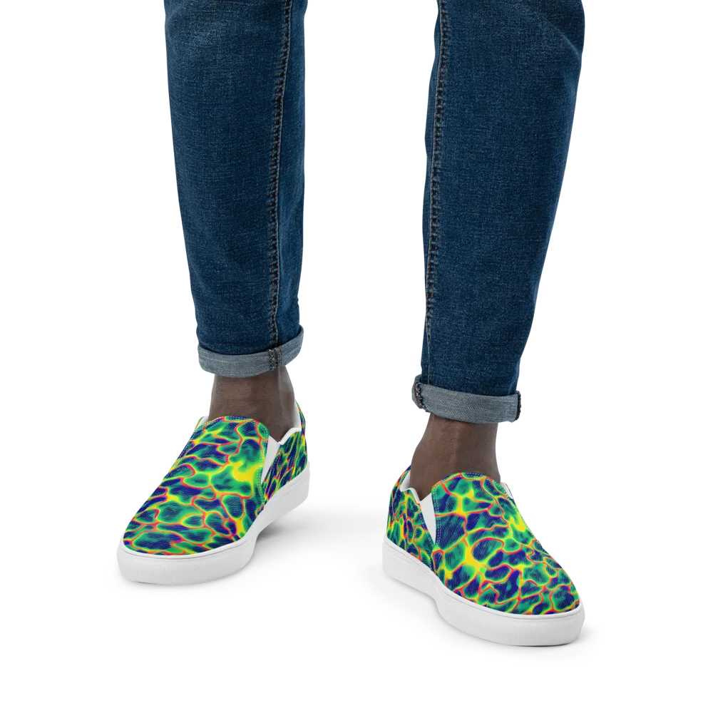 Luminous Mosaic on Men's Slip-On Canvas Shoes — Front