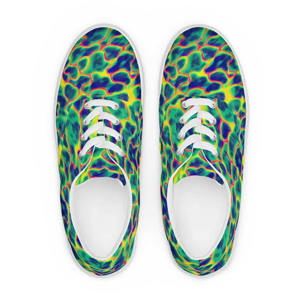 Luminous Mosaic on Men's Lace-Up Canvas Shoes — Front