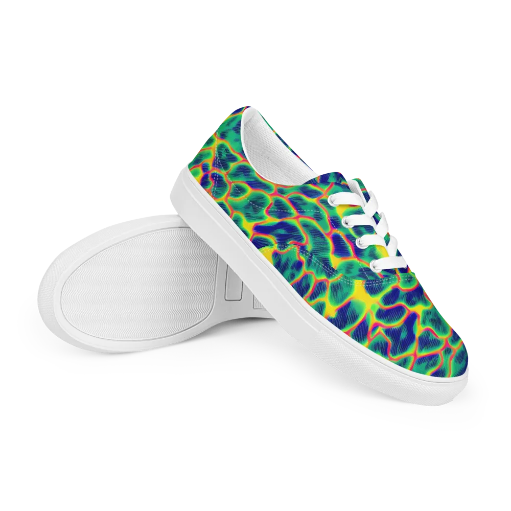 Luminous Mosaic on Men's Lace-Up Canvas Shoes — Right Front