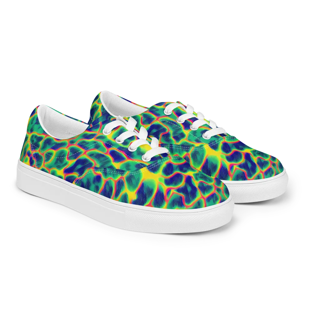 Luminous Mosaic on Men's Lace-Up Canvas Shoes — Right Front