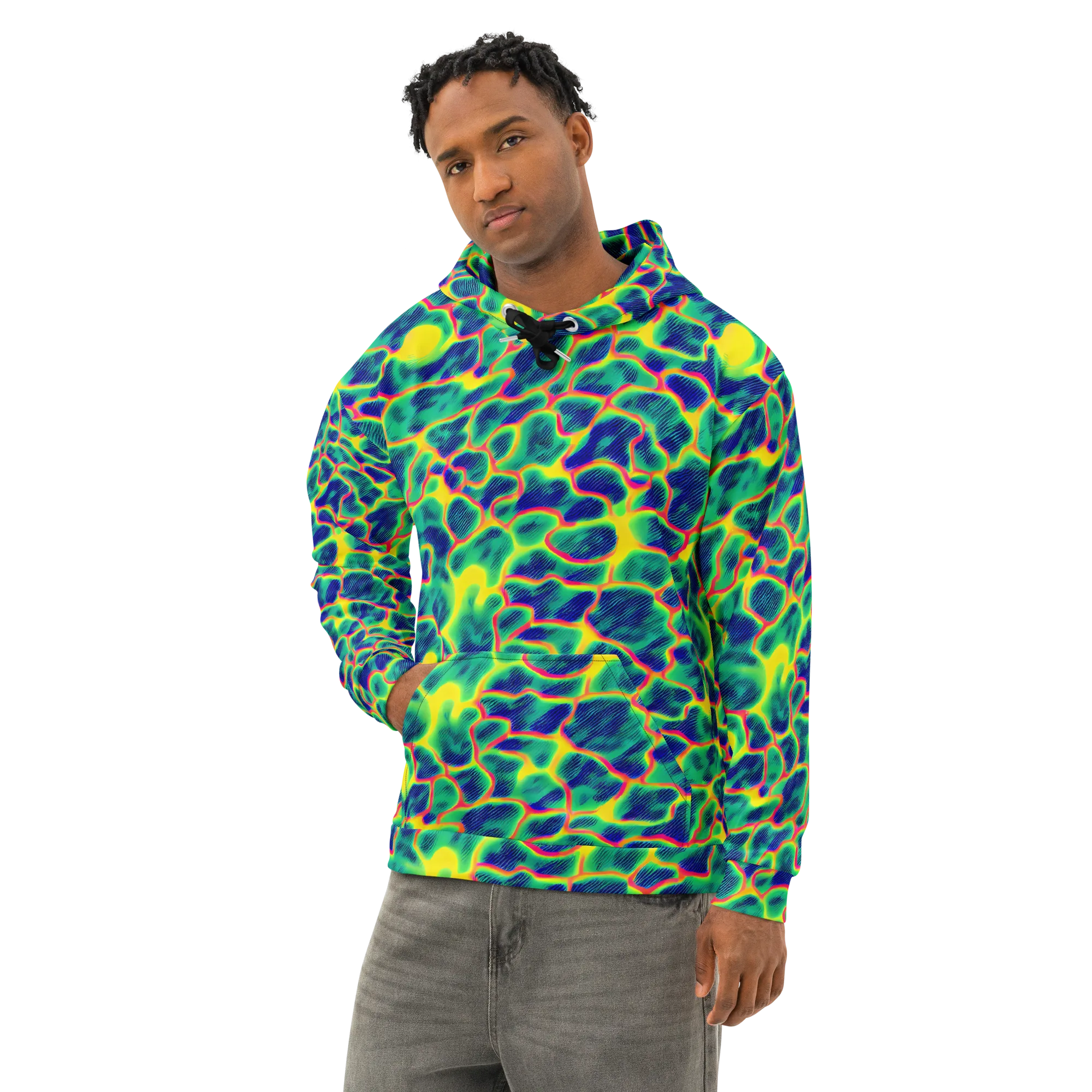 Luminous Mosaic on Cotton Hoodie — Left Front