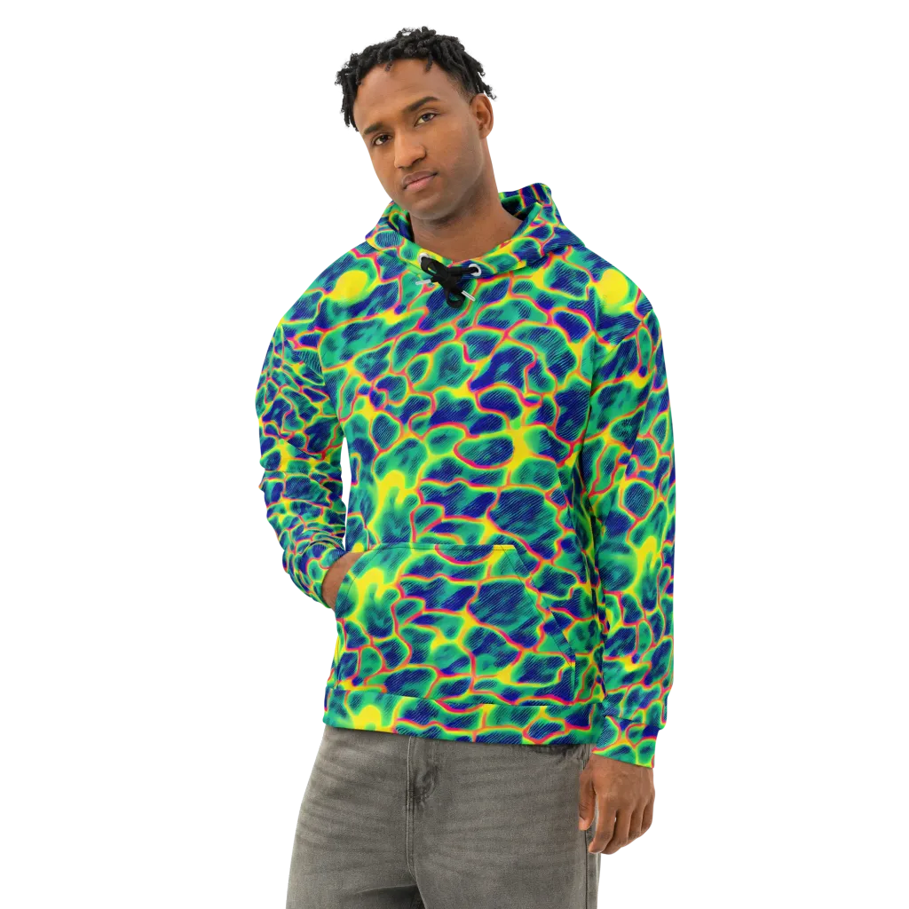 Luminous Mosaic on Cotton Hoodie — Left Front
