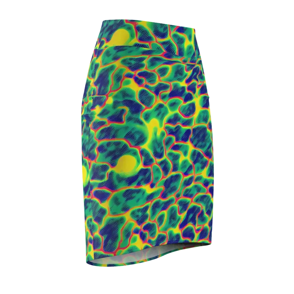 Luminous Mosaic on Pencil Skirt — Front Side