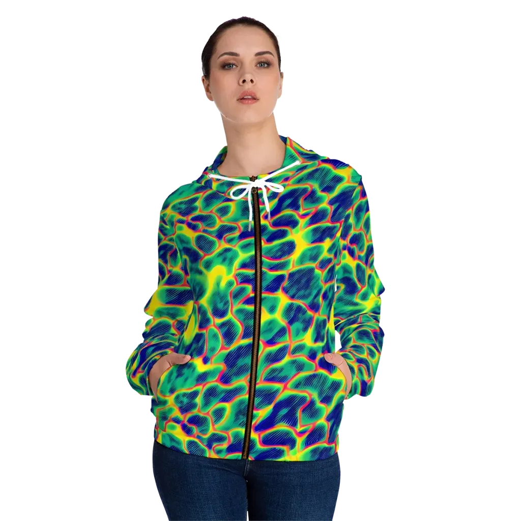 Luminous Mosaic on Women's Full-Zip Hoodie — Front On Person