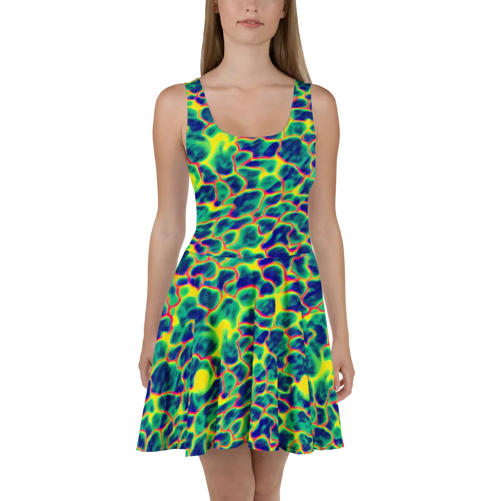 Luminous Mosaic on Skater Dress — Front