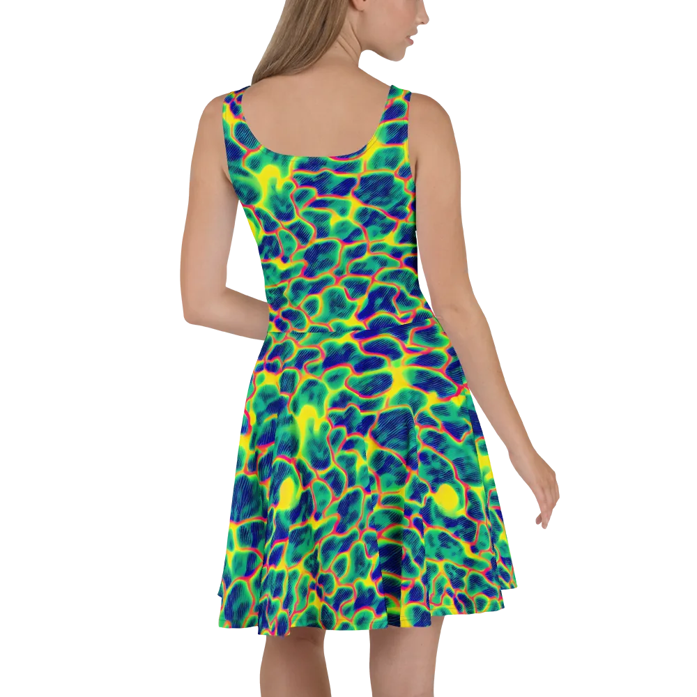 Luminous Mosaic on Skater Dress — Back