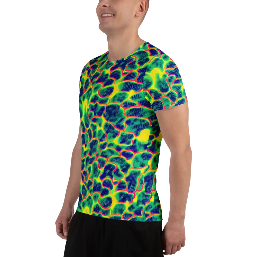 Luminous Mosaic on Men's Athletic T-Shirt — Left