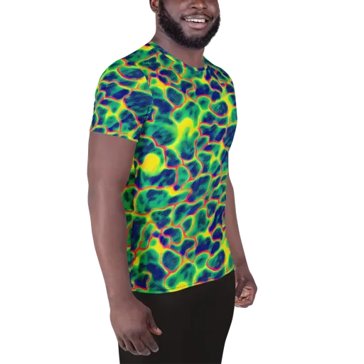 Luminous Mosaic on a Men's Athletic T-Shirt