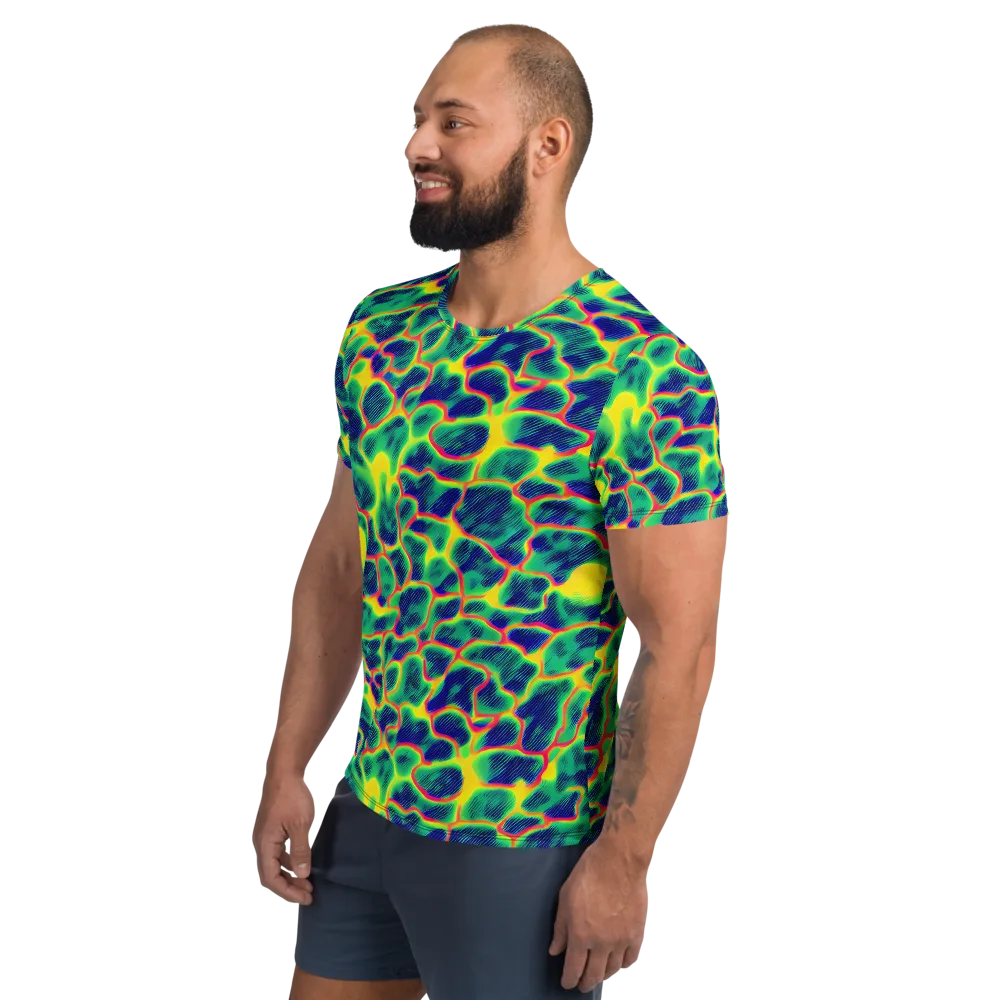 Luminous Mosaic on Men's Athletic T-Shirt — Left
