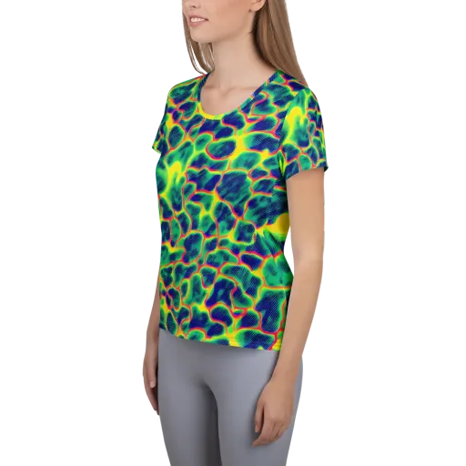 Luminous Mosaic on a Women's Athletic T-Shirt