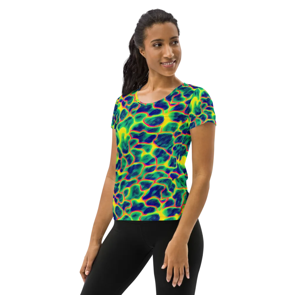Luminous Mosaic on Women's Athletic T-Shirt — Left