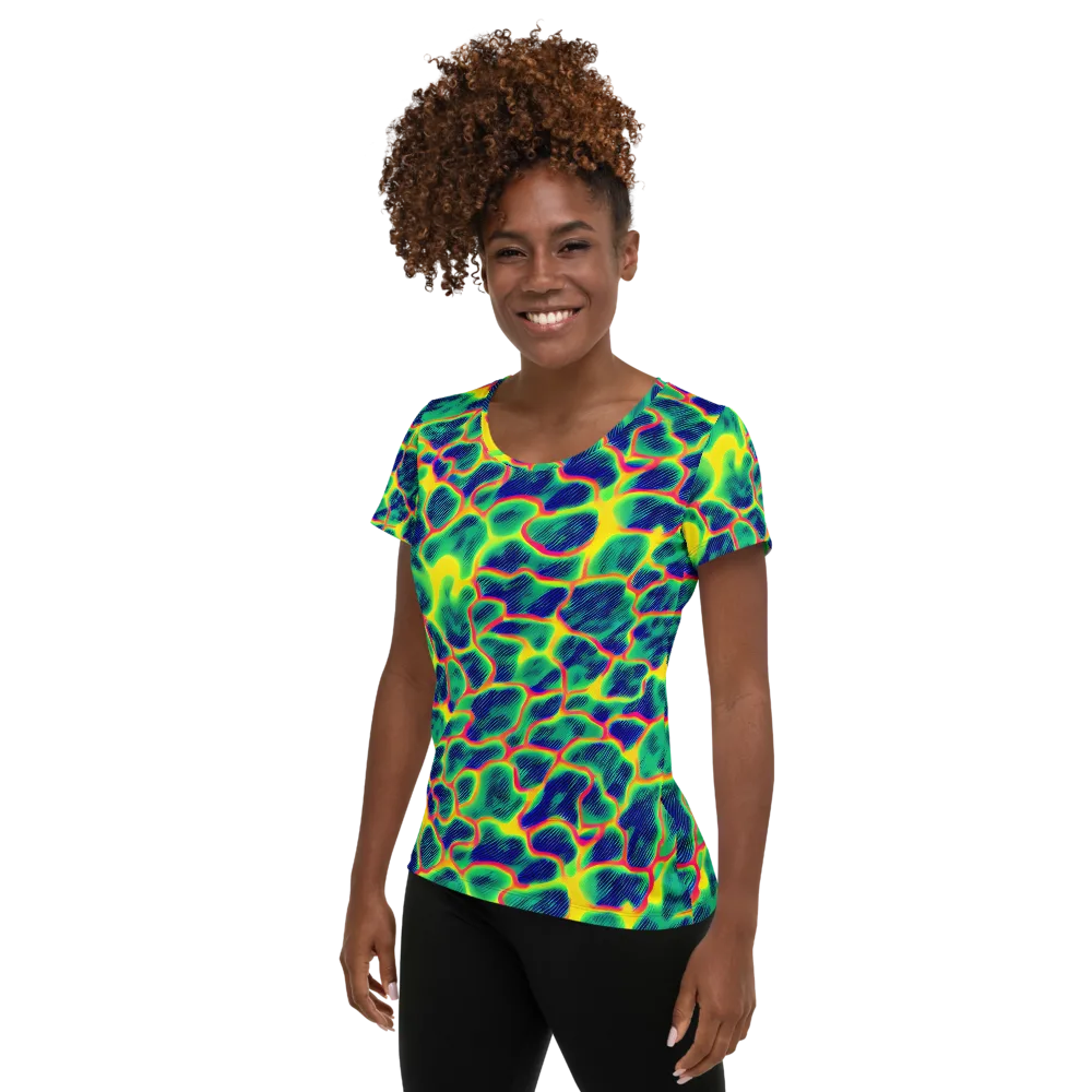 Luminous Mosaic on Women's Athletic T-Shirt — Left