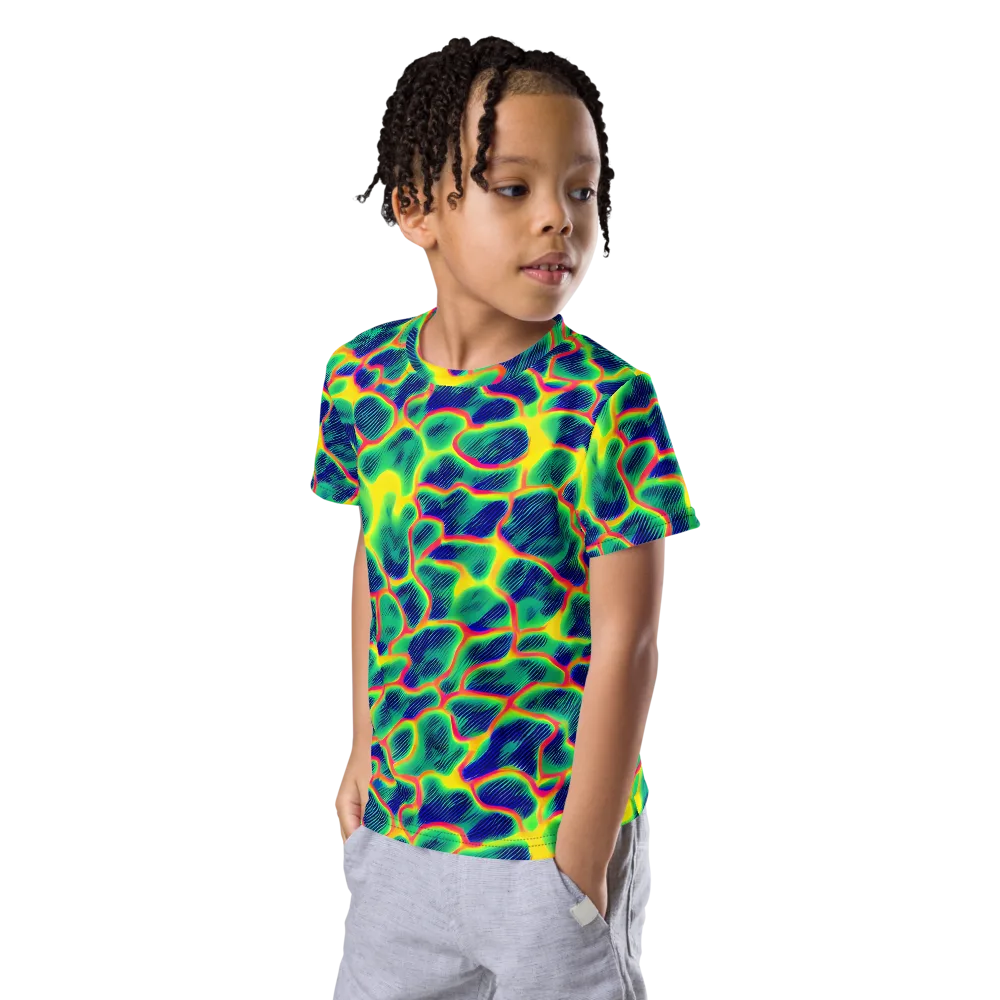 Luminous Mosaic on Kids Crew Neck T-Shirt — Left Front