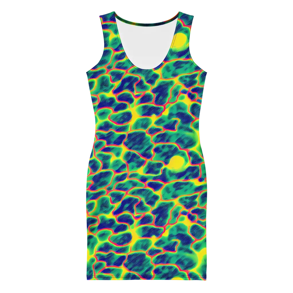 Luminous Mosaic on Bodycon Dress — Front