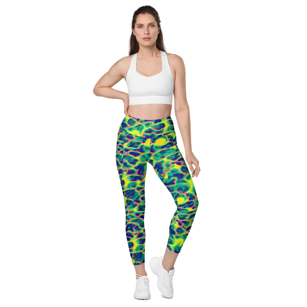 Luminous Mosaic on Leggings with Pockets — Front