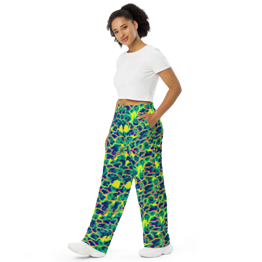 Luminous Mosaic on Wide-Leg Pants — Left Front