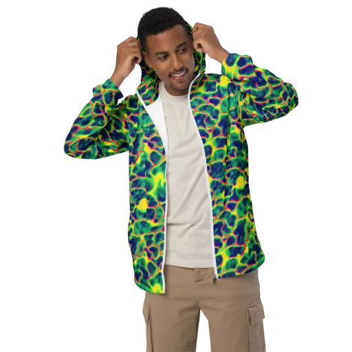 Luminous Mosaic on a Men's Windbreaker