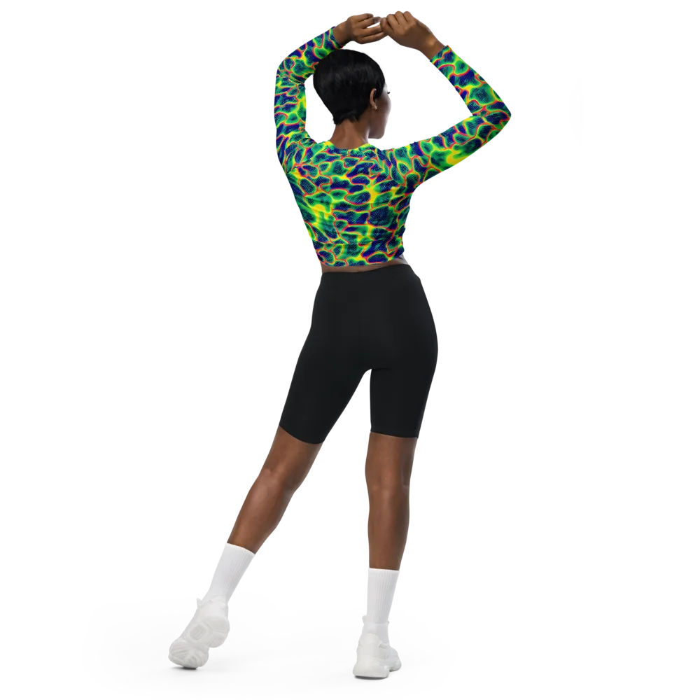 Luminous Mosaic on Long Sleeve Crop Top — Back