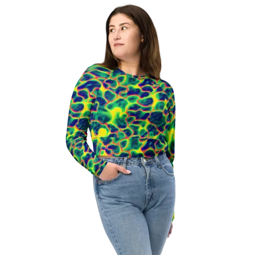 Luminous Mosaic on a Long Sleeve Crop Top