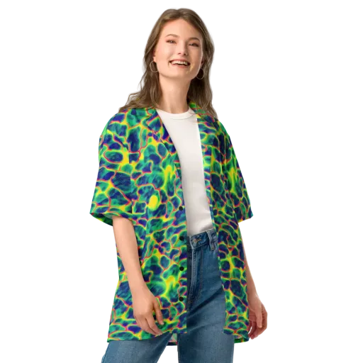 Luminous Mosaic on a Button Shirt